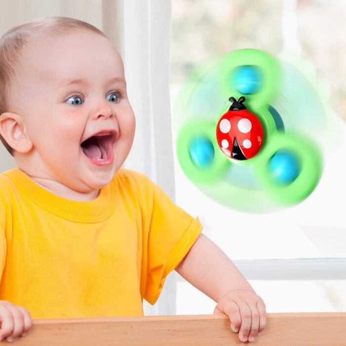 3PCS ALASOU Suction Cup Spinner Toys for 1 Year Old Boy Girl|Spinning Top Toddler Toys Age 1-2|1 2 Year Old Boy Birthday Gift|Baby Bath Toys for Kids Ages 1-3|Sensory Toys for Toddlers 1-3 - Image 2