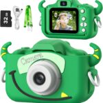 Goopow Kids Camera Toys for 3-8 Year Old Girls Boys,Children Digital Video Camcorder Camera with Cartoon Soft Silicone Cover, Best Chritmas Birthday Festival Gift for Kids - 32G SD Card Included