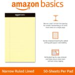 Basics Narrow Ruled Lined Writing Note Pad, 5 inch x 8 inch, Canary, 12 Count ( 12 Pack of 50 ) - Image 2