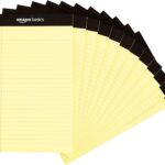 Basics Narrow Ruled Lined Writing Note Pad, 5 inch x 8 inch, Canary, 12 Count ( 12 Pack of 50 )