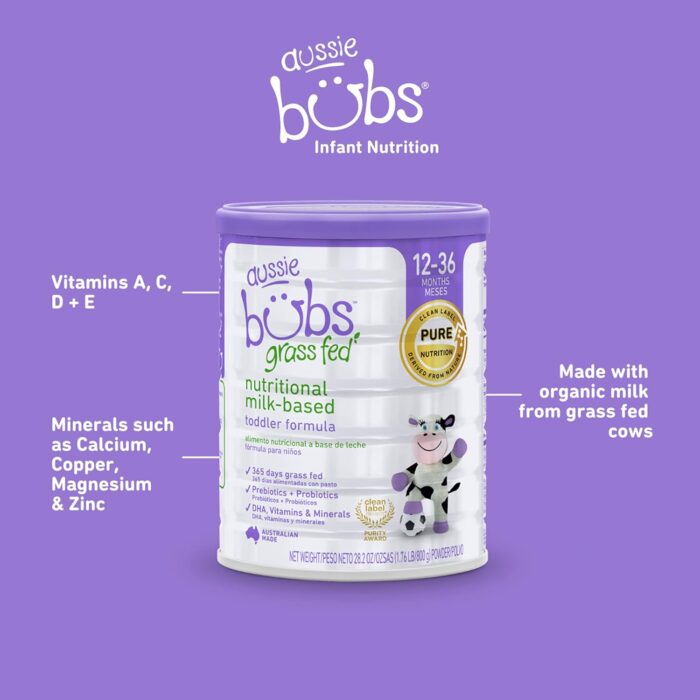 Aussie Bubs Grass Fed Nutritional Milk-Based Toddler Formula, For Kids 12-36 months, Made with Non-GMO Organic Milk, 28.2 oz (pack of 1) - Image 2