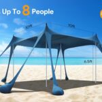 Osoeri Beach Tent, Camping Sun Shelter UPF50+ with 8 Sandbags, Sand Shovels, Ground Pegs & Stability Poles, Outdoor Shade Beach Canopy for Camping Trips, Fishing, Backyard Fun or Picnics - Image 2