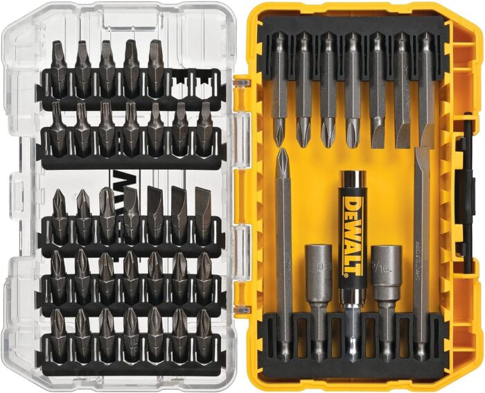 DEWALT Screwdriver Bit Set with Tough Case, 45-Piece (DW2166), Grey/Silver Screwdriving Set with Tough Case