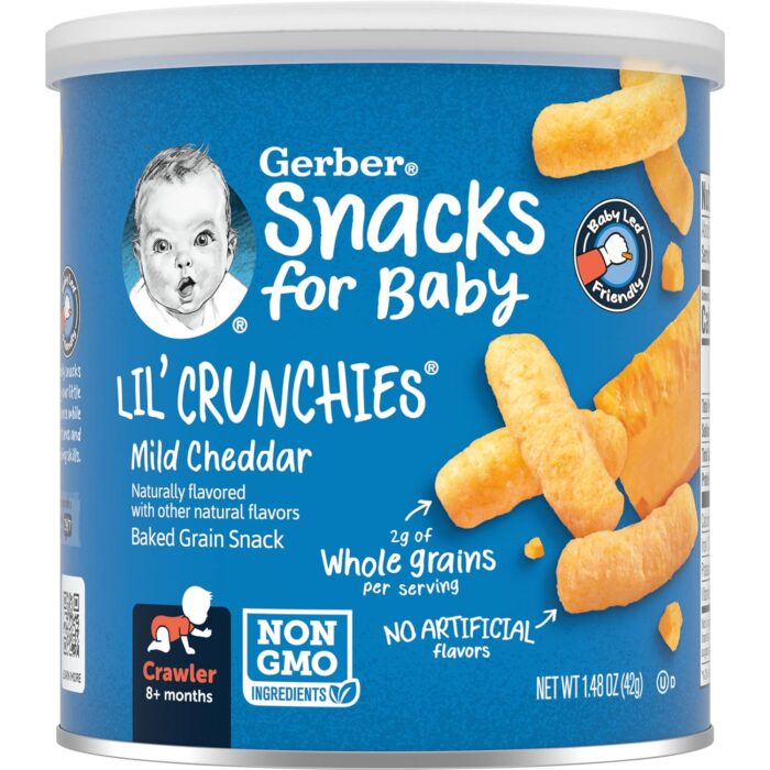 Gerber Snacks for Baby Lil Crunchies, Mild Cheddar, 1.48 Ounce (Pack of 6)