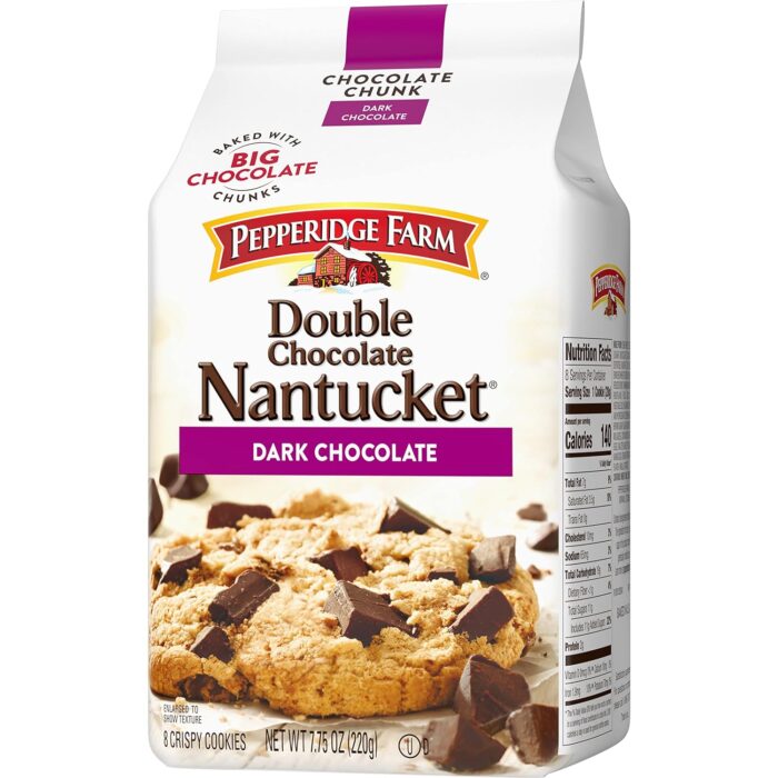 Pepperidge Farm Nantucket Crispy Double Dark Chocolate Chunk Cookies, 7.75 OZ Bag (8 Cookies) - Image 8