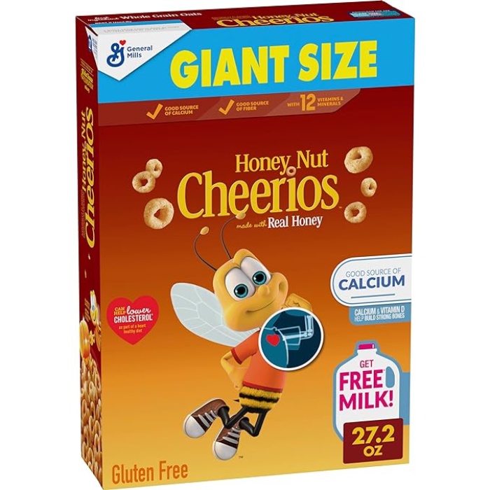 Cheerios Honey Nut Cheerios Heart Healthy Breakfast Cereal, Gluten Free Cereal With Whole Grain Oats, Giant Size, 27.2 oz