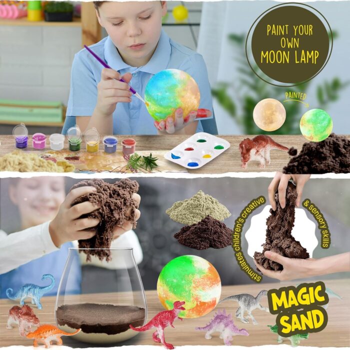 Dinosaur Toys for Boys - Dinosaur Terrarium Crafts with DIY Moon Lamp Kit - Birthday Gift for Boys Ages 4 5 6 7 8-12 Year Old - Easter Arts and Crafts for Boys and Kids - Image 3