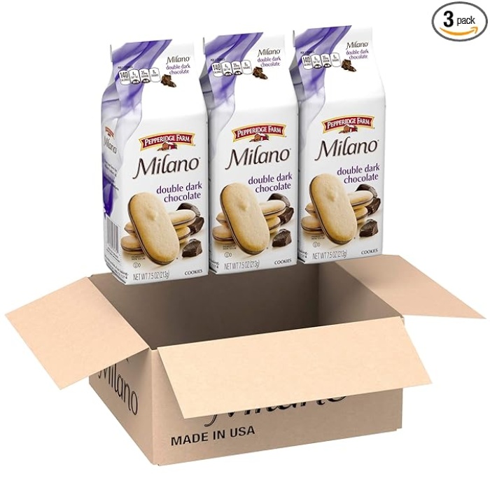 Pepperidge Farm Milano Cookies, Double Dark Chocolate, 7.5 Ounce (Pack of 3)