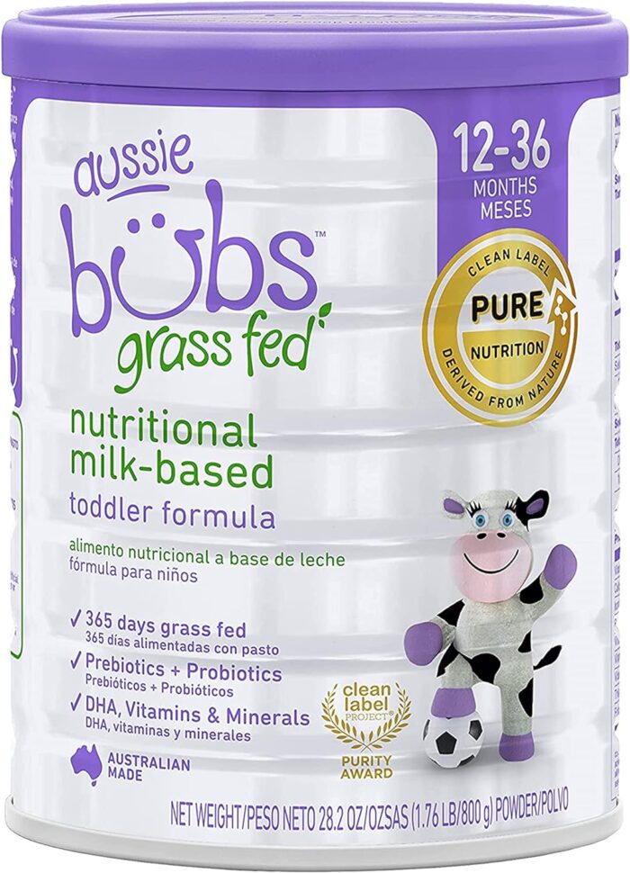 Aussie Bubs Grass Fed Nutritional Milk-Based Toddler Formula, For Kids 12-36 months, Made with Non-GMO Organic Milk, 28.2 oz (pack of 1)