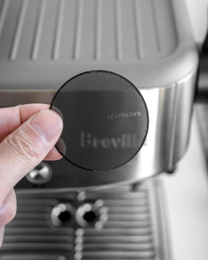 Normcore 53.3mm Ultra-Slim 0.2 mm Puck Screen - Lower Shower Screen - Metal Coffee Reusable Filter for 54mm Portafilter - 200-micron Laser etched - 316 Stainless Steel with Titanium PVD Coating - Image 3